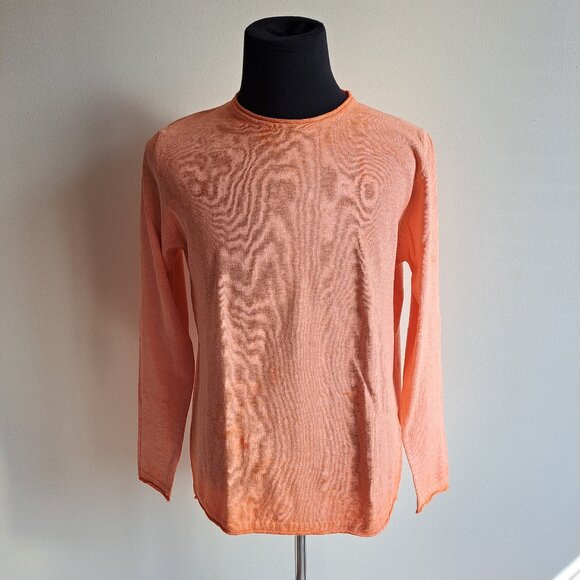 NWT Men's Gionfriddo 100% Cotton Italian Crew Neck Orange Shirt Sweater Size M - Picture 1 of 16